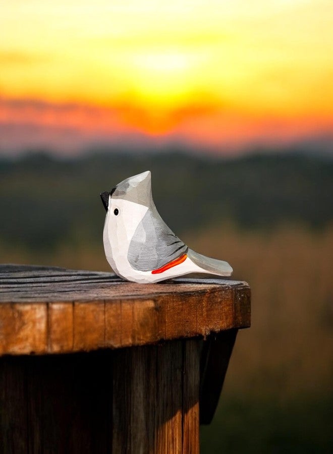 Colornest Handcrafted Wooden Birds Tufted Titmouse Figurines, Handmade Wooden Sculpture Craft Set, Cute Bird Statues Home Decor Art Carving Work - Image 2
